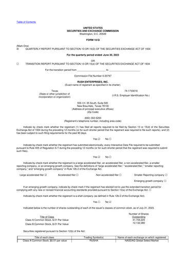 Thumbnail Rush Enterprises
 10-Q Quarterly Report FY2023 