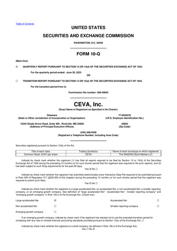 Vorschaubild CEVA
 10-Q Quartalsbericht 2023 