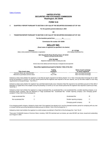 Vorschaubild Holley 10-Q Quartalsbericht 2023 