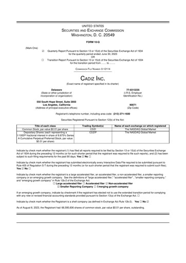 Thumbnail Cadiz Inc. 10-Q Quarterly Report FY2023 