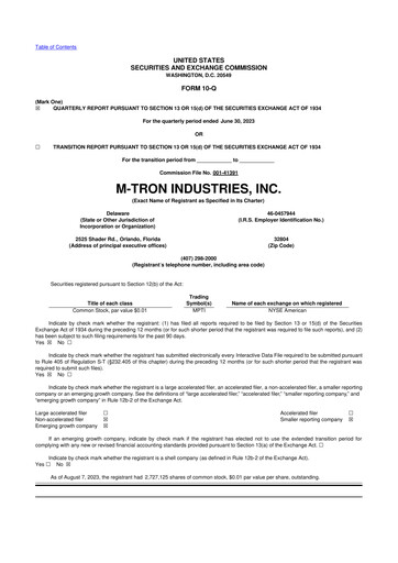 Miniature M-tron Industries 10-Q Rapport trimestriel 2023 