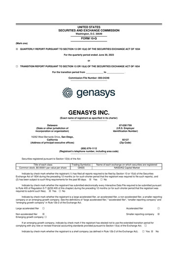 Thumbnail Genasys 10-Q Quarterly Report FY2023 