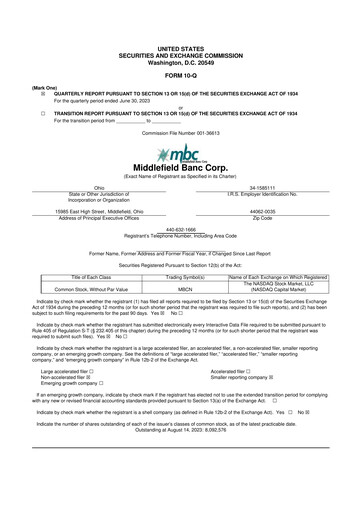 Thumbnail Middlefield Banc
 10-Q Quarterly Report FY2023 