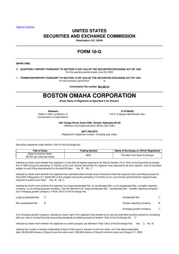 Thumbnail Boston Omaha 10-Q Quarterly Report FY2023 