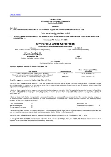 Thumbnail Sky Harbour Group 10-Q Quarterly Report FY2023 