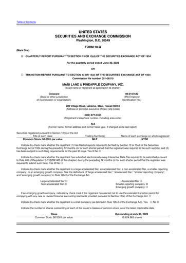 Thumbnail Maui Land & Pineapple Company 10-Q Quarterly Report FY2023 