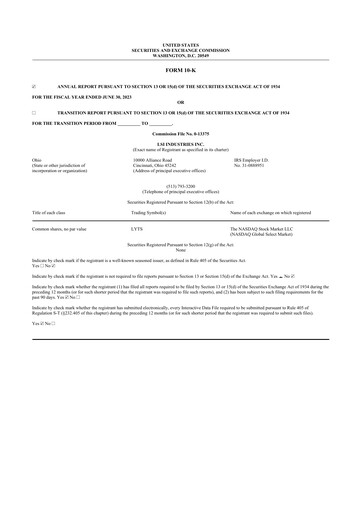 Thumbnail LSI Industries 10-K Annual Report 2023