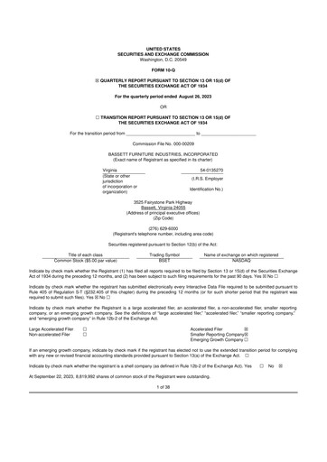 Thumbnail Bassett Furniture 10-Q Quarterly Report FY2023 