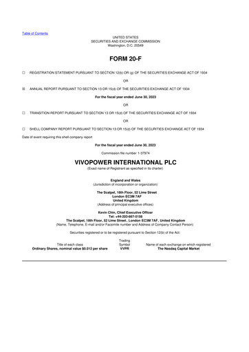 Vorschaubild VivoPower 20-F Jahresbericht 2023