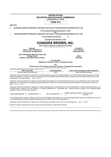 Thumbnail Conagra Brands
 10-Q Quarterly Report FY2024 