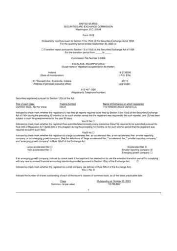 Thumbnail Escalade Sports 10-Q Quarterly Report FY 