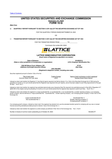 Vorschaubild Lattice Semiconductor 10-Q Quartalsbericht 2023 