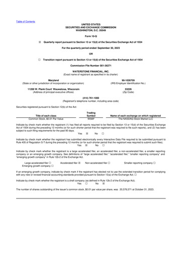 Thumbnail Waterstone Financial 10-Q Quarterly Report FY2023 