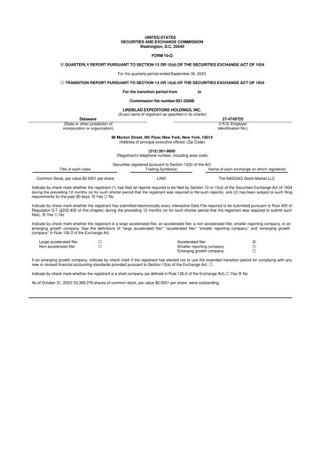 Thumbnail Lindblad Expeditions 10-Q Quarterly Report FY2023 