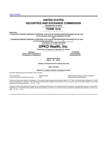 Miniature OPKO Health
 10-Q Rapport trimestriel 2023 