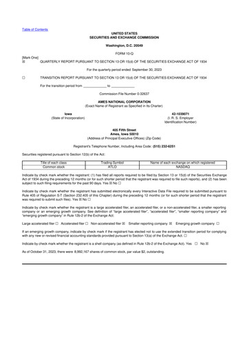 Thumbnail Ames National Corp. 10-Q Quarterly Report FY 