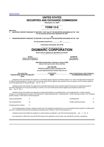 Thumbnail Digimarc
 10-Q Quarterly Report FY2023 