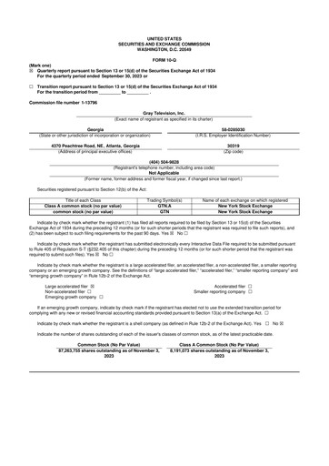 Thumbnail Gray Media
 10-Q Quarterly Report FY2023 