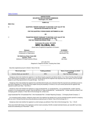 Thumbnail MRC Global
 10-Q Quarterly Report FY2023 