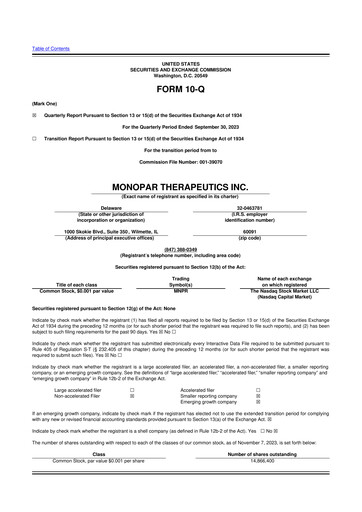 Thumbnail Monopar Therapeutics 10-Q Quarterly Report FY 
