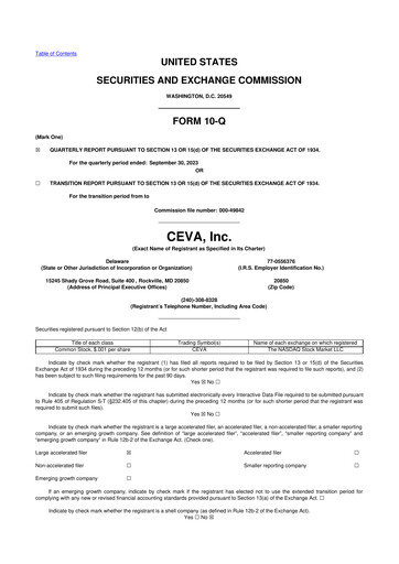 Vorschaubild CEVA
 10-Q Quartalsbericht 2023 