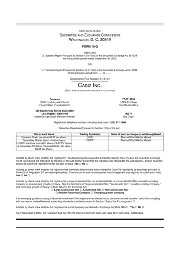 Thumbnail Cadiz Inc. 10-Q Quarterly Report FY2023 