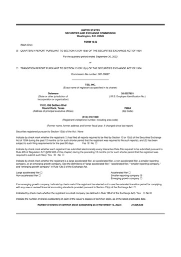 Thumbnail TSS, Inc. 10-Q Quarterly Report FY2023 