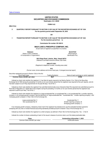 Thumbnail Maui Land & Pineapple Company 10-Q Quarterly Report FY2023 
