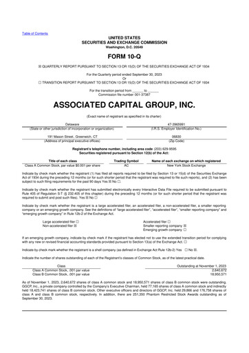 Thumbnail Associated Capital Group 10-Q Quarterly Report FY2023 