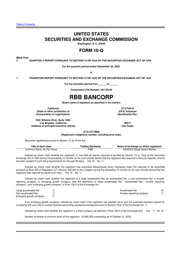 Thumbnail RBB Bancorp 10-Q Quarterly Report FY2023 