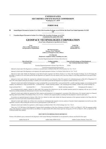 Thumbnail Geospace Technologies
 10-K Annual Report 2023