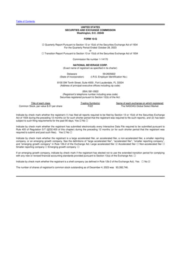 Thumbnail National Beverage
 10-Q Quarterly Report FY2024 