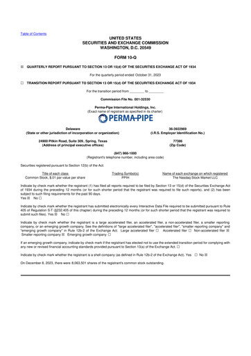 Thumbnail Perma-Pipe International 10-Q Quarterly Report FY 