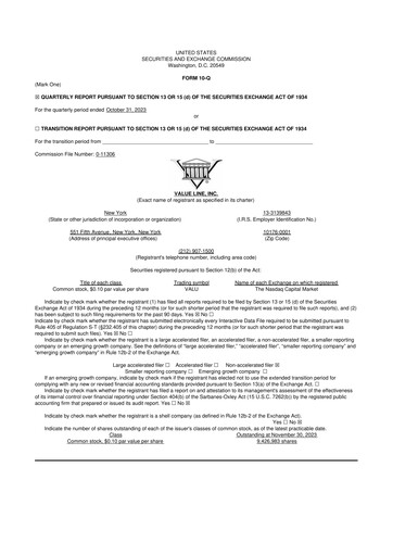 Thumbnail Value Line 10-Q Quarterly Report FY2024 
