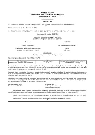 Vorschaubild Standex International 10-Q Quartalsbericht 2024 