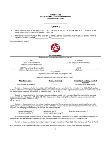 Miniature LSI Industries 10-Q Rapport trimestriel 2024 