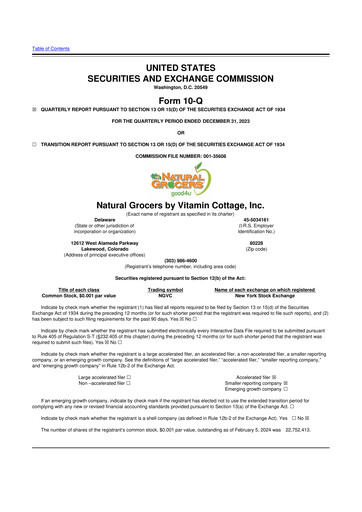 Thumbnail Natural Grocers by Vitamin Cottage 10-Q Quarterly Report FY2024 