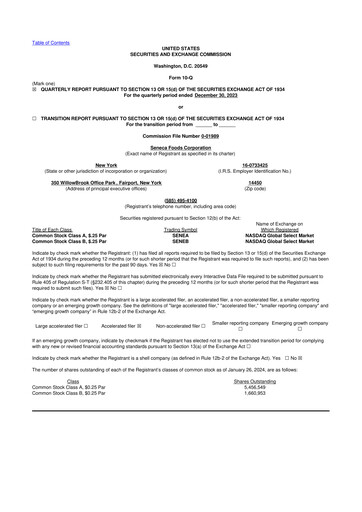 Thumbnail Seneca Foods
 10-Q Quarterly Report FY2024 