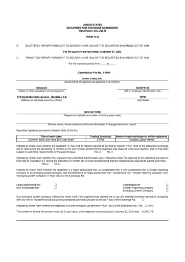 Thumbnail Crown Crafts 10-Q Quarterly Report FY2024 