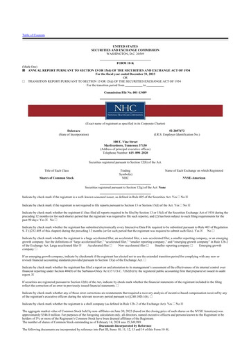 Thumbnail National Healthcare
 10-K Annual Report 2023