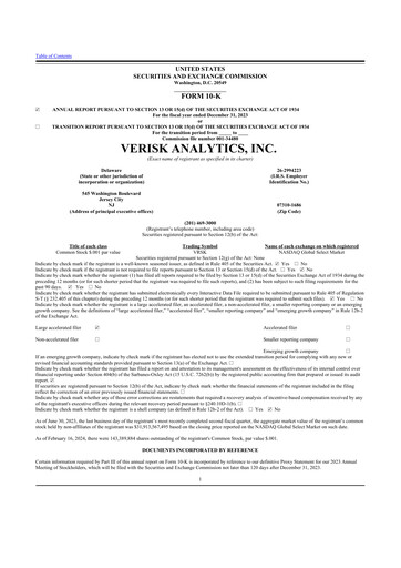 Thumbnail Verisk Analytics 10-K Annual Report 2023