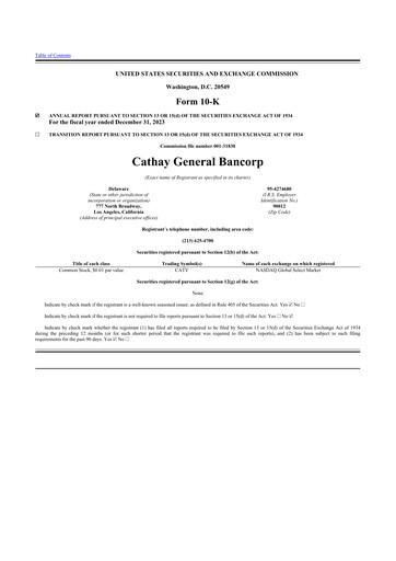 Thumbnail Cathay General Bancorp 10-K Annual Report 2023