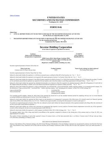 Thumbnail Investar Holding
 10-K Annual Report 2023