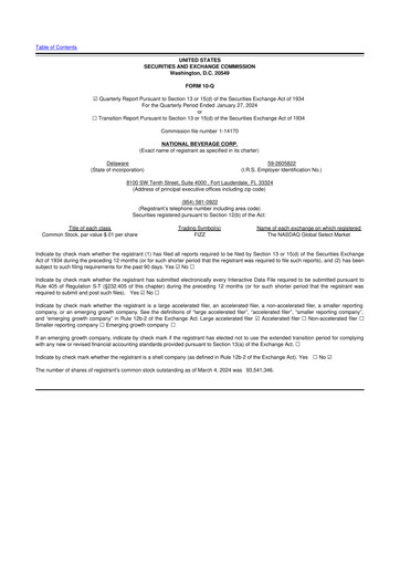 Thumbnail National Beverage
 10-Q Quarterly Report FY2024 