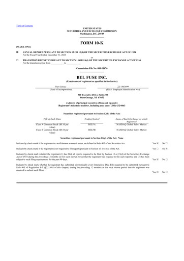 Vorschaubild Bel Fuse 10-K Jahresbericht 2023