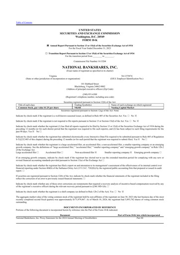 Thumbnail National Bankshares 10-K Annual Report 2023