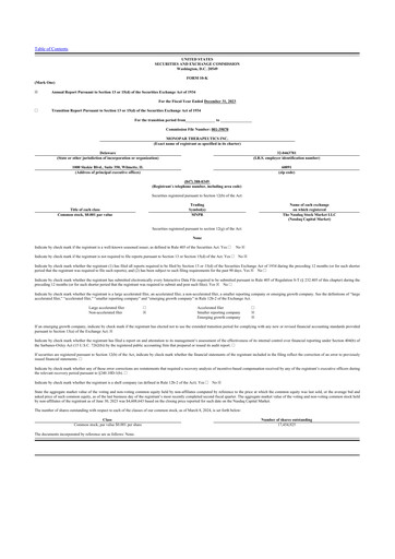 Thumbnail Monopar Therapeutics 10-K Annual Report 2023