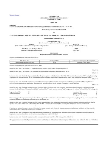 Thumbnail NSTS Bancorp 10-K Annual Report 2023