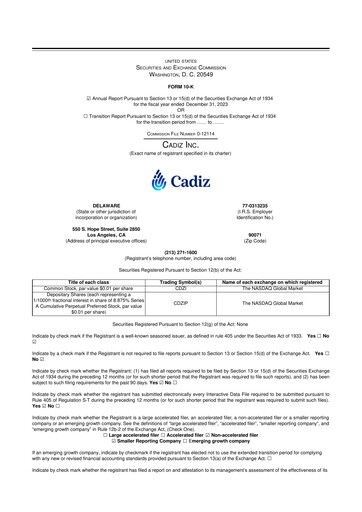 Thumbnail Cadiz Inc. 10-K Annual Report 2023