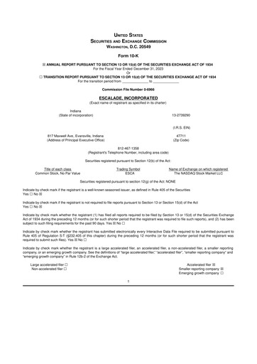 Thumbnail Escalade Sports 10-K Annual Report 